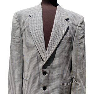 Vintage 80s Checked Sport Jacket 42R Blazer Wool Made in Canada AS IS FLAWS
